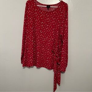 Worthington Red and White Patterned Blouse Size 1X perfect for Valentines Date!